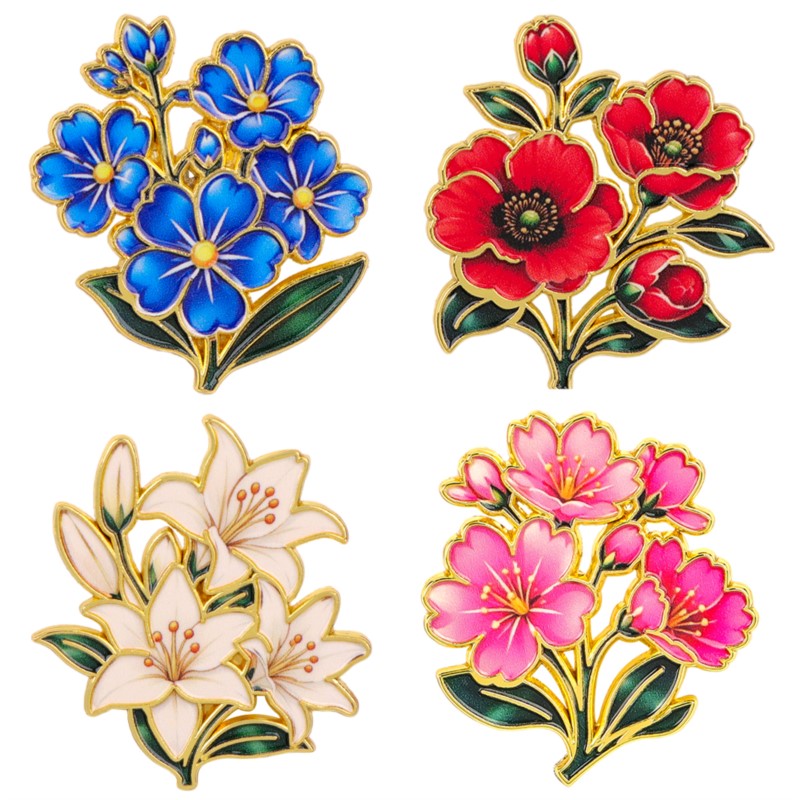 Leuke vintage kleurrijke bloem - Enamel Pin Set recensie en prijs