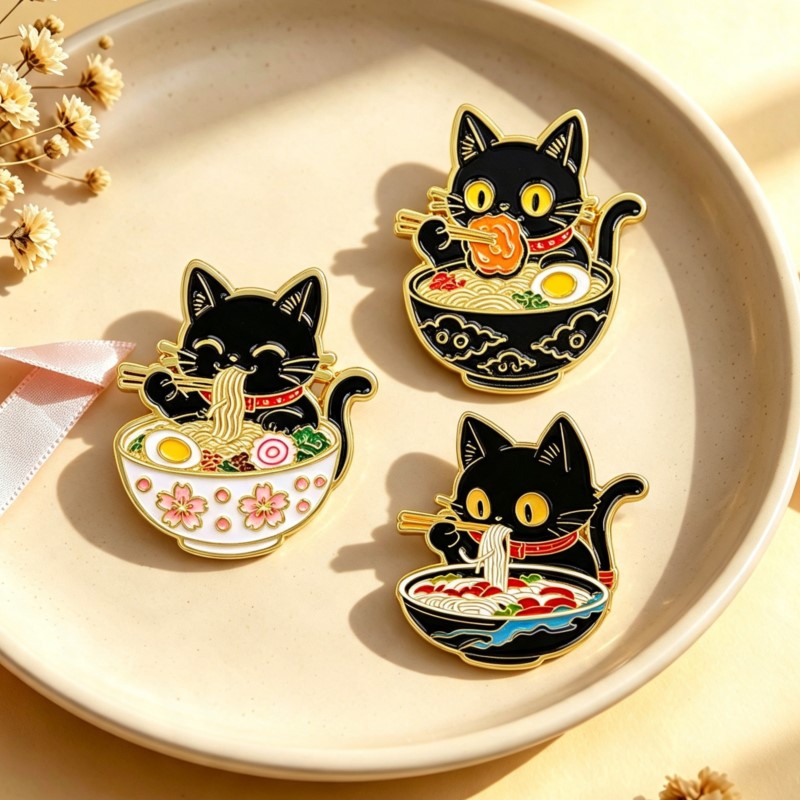 Schattige Zwarte Kat die Noede - Enamel Pin Set recensie en prijs